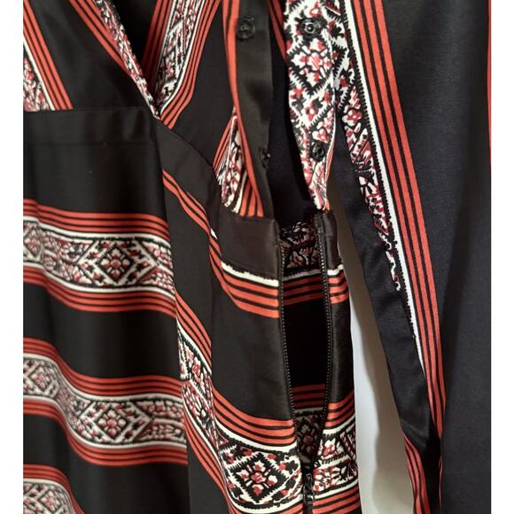 Veronica Beard Ivy Flounce Silk Wrap Style Dress 6 Red Black Party Boho Indie - Picture 8 of 16